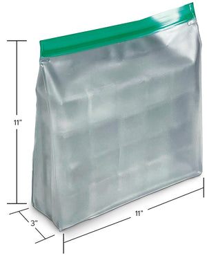 3 PACK Fresh Shut PEVA Bags for ICE Snacks Fruit Kitchen Storage Reusable Large Capacity Free Standing Flat Bottom 3 Pack
