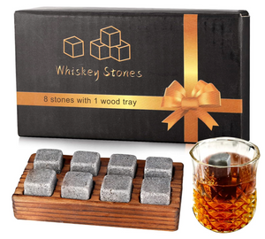 whiskey stones set of 8 with wooden gift box