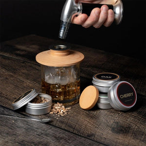 Whiskey Cocktail Kit with Torch and 4 Tins Flavored Wood Chips Cocktail Smoker Infuser Kit, Old Fashioned Drink Smoker Kit