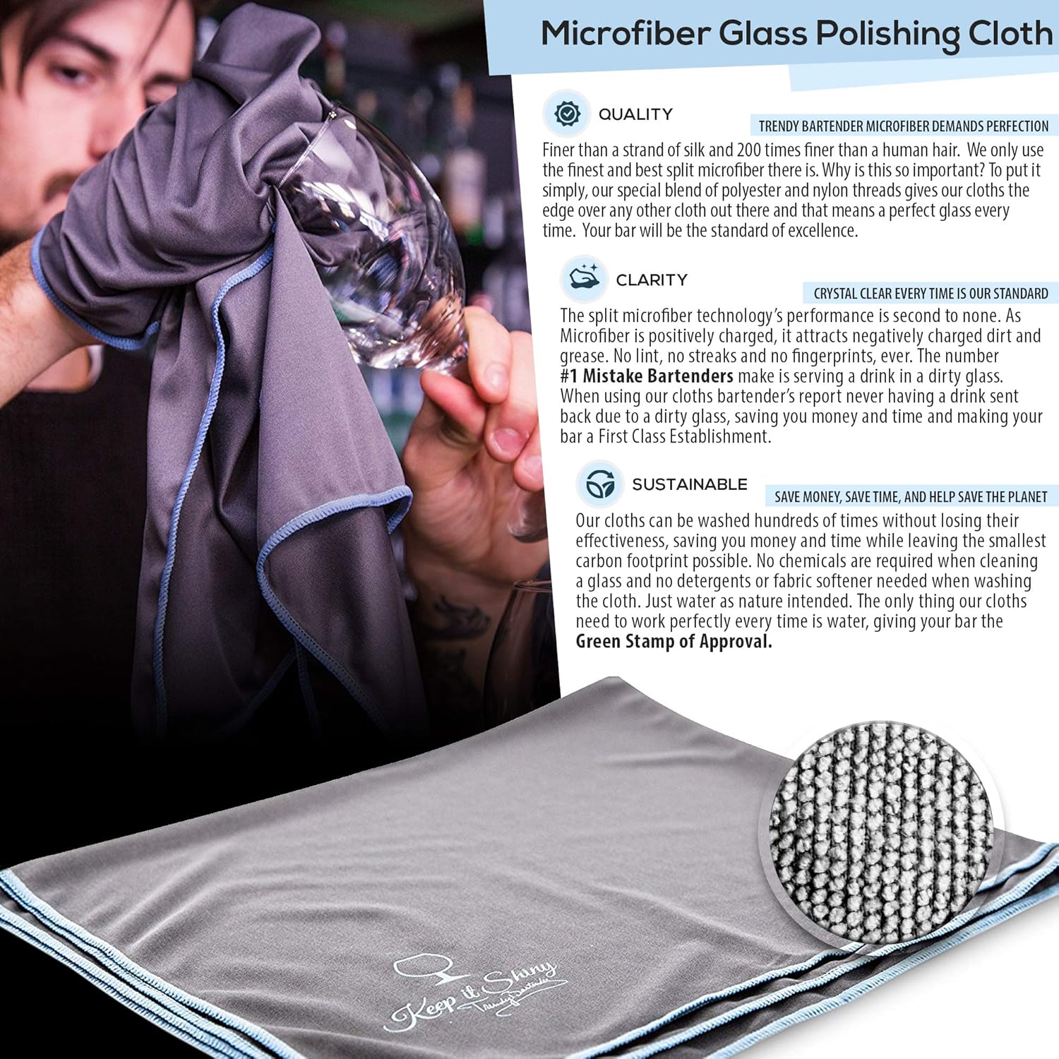 ultimate microfiber glass polishing cloth 2 Pack – 25x20 inch gray