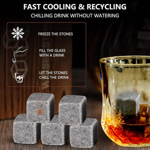 whiskey stones set of 8 with wooden gift box