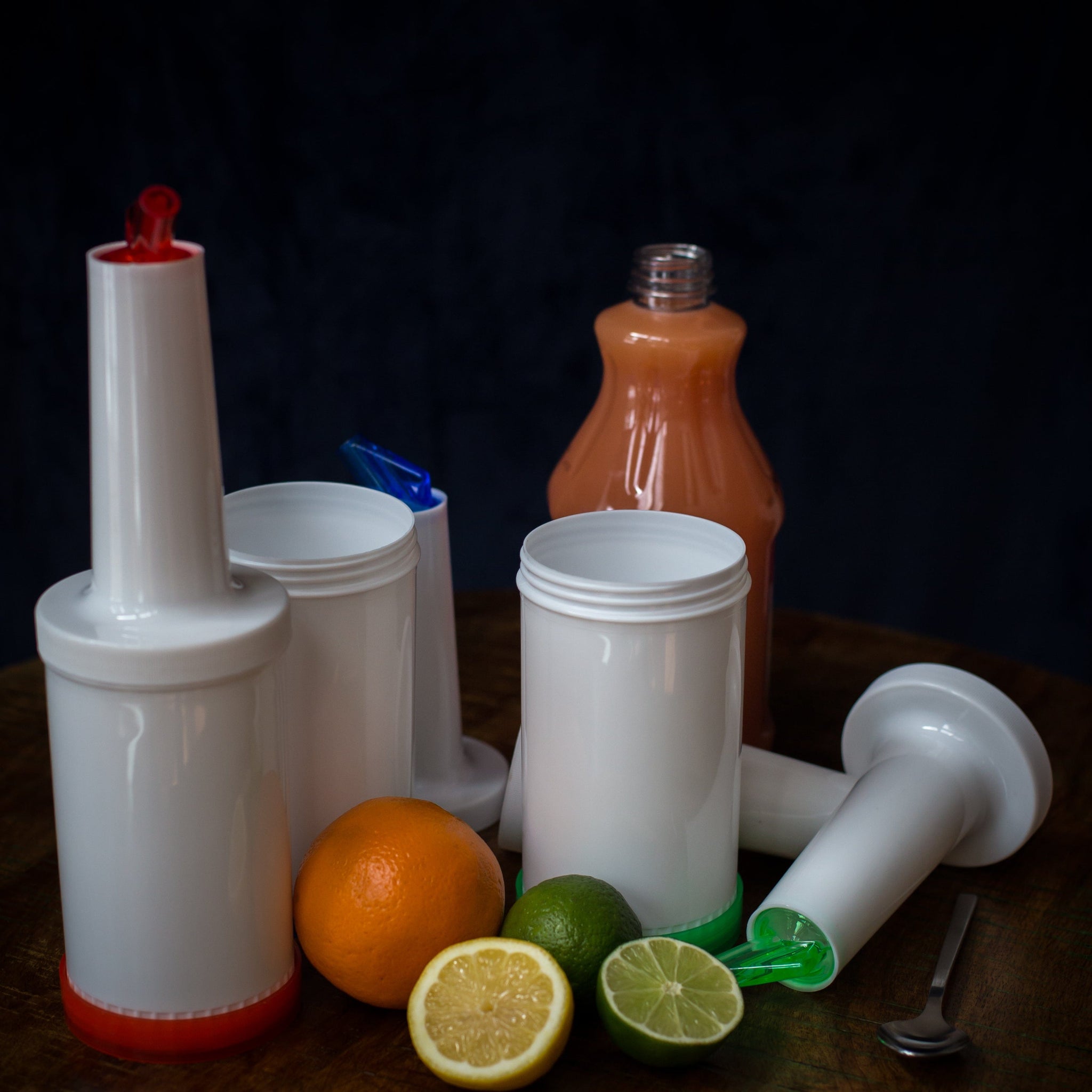  Store and Pour Juice Containers 1 Quart – Flow N Stow Fruit  Juice Bottles – Easily Mix, Pour, Store - Bar Supplies Liquor and Juice Pouring  Bottles - 1 bar mat
