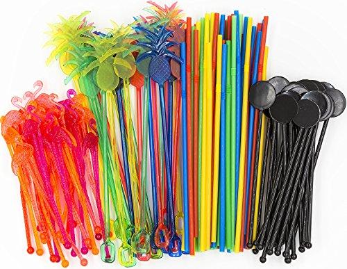 swizzle sticks stirrers straws 120 piece multicolored disposable