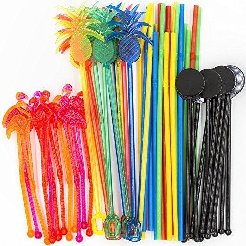 swizzle sticks stirrers straws 60 piece multicolored disposable